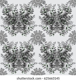 Traditional orient ornament. Dim pattern on gray background with dim elements. Classic vintage background. Seamless classic vector dim pattern.