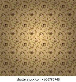 Traditional orient ornament on a beige background. Seamless classic vector golden pattern.