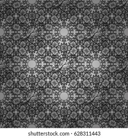 Traditional orient ornament. On gray background with dim elements. Classic vintage background. Seamless classic vector dim pattern.
