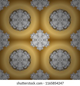 Traditional orient ornament. Ornamental pattern on yellow, white and beige colors with golden elements. Classic vector golden ornamental pattern. Classic vintage background.