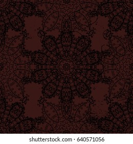 Traditional orient ornament. Pattern on brown background with dark elements. Classic vintage background. Classic vector dark pattern.