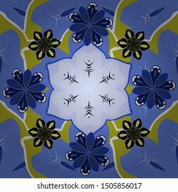 Traditional orient ornament. Seamless classic vector yellow, white and blue pattern.