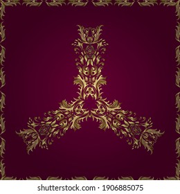 Ornamento tradicional. Patrón sin brillo en colores neutros y rojos con elementos dorados. Patrón clásico vectorial dorado sin soldadura. Fondo clásico vintage.