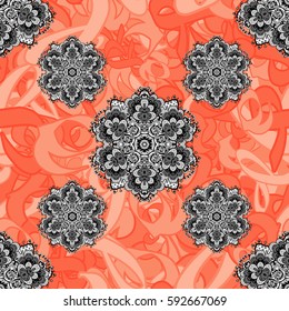 Traditional orient ornament. Seamless pattern with gray doodles elements. Vector illustration. Classic vintage background. Seamless classic vector gray pattern.