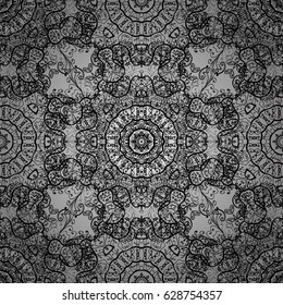 Traditional orient ornament. Seamless pattern on gray background with dim elements. Classic vintage background. Seamless classic vector dim pattern.