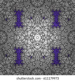 Traditional orient ornament. White pattern on violet background with white elements. Classic vintage background. Classic vector white pattern.