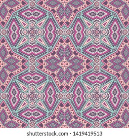 Traditional Oriental Carpet in Nomad Style. Modern variation of the Eastern pattern adaptation for the decoration of silk scarf. Vintage, Bo ho chic. Gypsy, Indian and African motifs