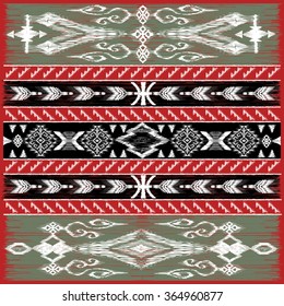 Traditional oriental decor in kilim style, modern variation of the eastern pattern, adaptation for the decoration of silk scarf. Vintage, boho chic. Gypsy, indian, nomad and african motifs. 