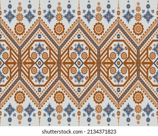Diseño tradicional de patrones geométricos étnicos orientales para la moqueta de fondo papel de pared envolver tela batik ilustración vectorial estilo bordado