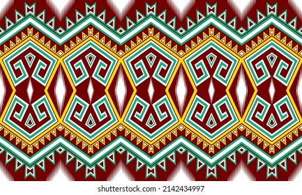 Diseño tradicional de patrones geométricos étnicos orientales para fondo, alfombra, papel pintado, ropa, envoltura, batik, tela, bordado, ilustración, vector, hermoso.