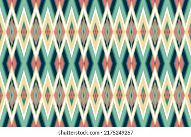 diseño tradicional oriental de patrón geométrico étnico ikat para cortina de fondo manteles de seda teja de hogar decoración de pared tapicería tapicería envoltura tela de batik tejido bordado estilo vectorial ilustración
