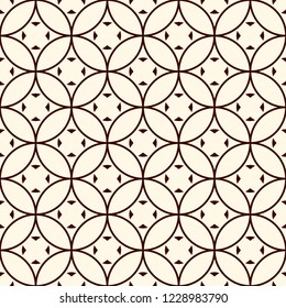 Traditional oriental ornament. Overlapping circle background. Ethnic and tribal wallpaper. Ornamental seamless surface pattern design. Repeated abstract geometric figures. Digital paper, textile print