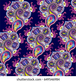 Paisley Seamless Pattern Fabric Design Stock Vector (Royalty Free ...