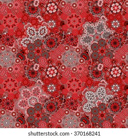 Traditional oriental paisley pattern. Seamless vintage red gray flowers background. Decorative ornament backdrop for fabric, textile, wrapping paper, card, invitation, wallpaper, web design.