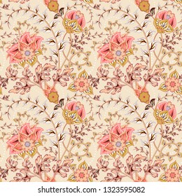 Traditional oriental seamless paisley pattern. Vintage flowers. Decorative ornament backdrop for fabric, textile, wrapping paper, card, invitation, wallpaper, web design.