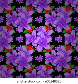 Traditional oriental seamless paisley pattern. Vector striped seamless pattern with plumeria flowers. Decorative ornament for fabric, textile, wrapping paper. Floral wallpaper on a black background.