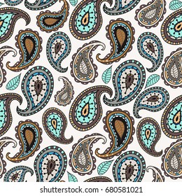 Traditional oriental seamless paisley pattern. Decorative ornament backdrop for fabric, textile, wrapping paper, card,