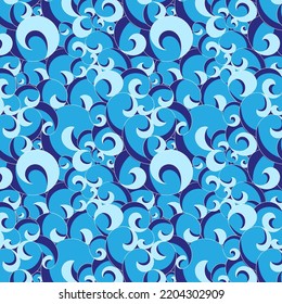 Traditional oriental seamless pattern with ocean waves. Vector backdrop. May be used like an Invitation card design.