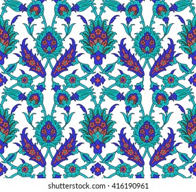 Traditional oriental seamless pattern. Vintage flowers decorative ornament background. Vector 10 EPS.