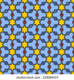 Traditional oriental tangled pattern. Seamless vector background. Plain colors - easy to recolor.