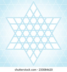 Traditional oriental tangled six-rays star symbol. Vector background. Plain colors - easy to recolor.