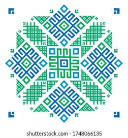 Traditional ornament Bashkirs, Tatars.  Bright colors. Vector square Illustration.
