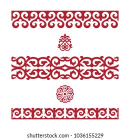 Traditional ornament of middle Asia for decoration of clothes and yurts. Nomadic ornament.