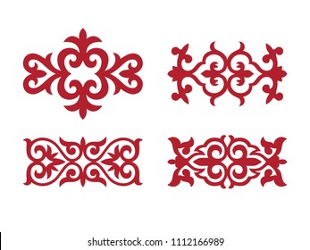 Traditional ornament of middle Asia for decoration of clothes and yurts. Nomadic ornament.