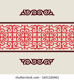 Traditional ornament of middle Asia for decoration of clothes and yurts. Nomadic ornament
