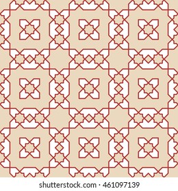 Traditional ornament. Seamless pattern. Mosaic tile. Geometric background.
Vector illustration. 