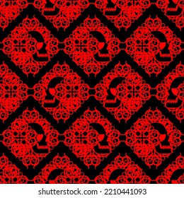 Traditional ornament and skull Pattern seamless . Vector Background