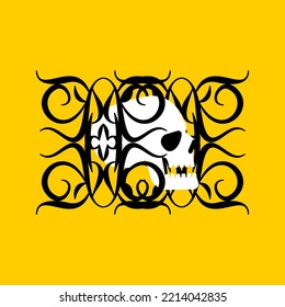 Traditional ornament and skull. Vector illustration