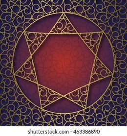 Traditional ornamental background with round mandala form frame