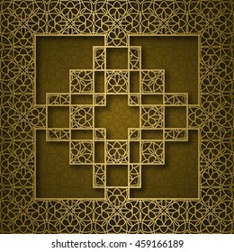 Traditional ornamental background with square cruciform frame