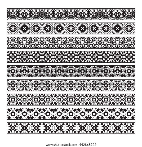 Traditional ornamental borders set. Page\
decoration\
elements