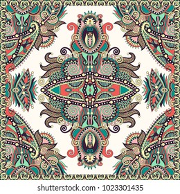 Traditional ornamental floral arabesque paisley bandanna. You can use this pattern in the design of carpet, shawl, pillow, cushion, ceramic tile, vector illustration