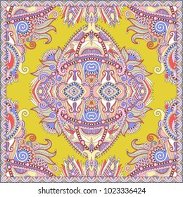 Traditional ornamental floral arabesque paisley bandanna. You can use this pattern in the design of carpet, shawl, pillow, cushion, ceramic tile, vector illustration