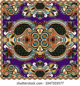 Traditional ornamental floral arabesque paisley bandanna. You can use this pattern in the design of carpet, shawl, pillow, cushion, ceramic tile, vector illustration