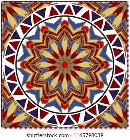Traditional ornamental floral mandala pattern. For design of carpet, shawl, pillow, cushion. Vector illustration.