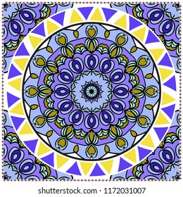 Traditional ornamental floral mandala pattern. For design of carpet, shawl, pillow, cushion. Vector illustration.