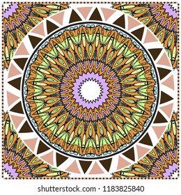 Traditional ornamental floral mandala pattern. For design of carpet, shawl, pillow, cushion. Vector illustration.