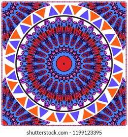 Traditional ornamental floral mandala pattern. For design of carpet, shawl, pillow, cushion. Vector illustration.