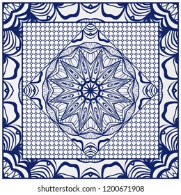 Traditional ornamental floral mandala pattern. For design of carpet, shawl, pillow, cushion. Vector illustration.