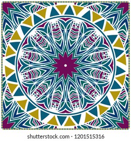 Traditional ornamental floral mandala pattern. For design of carpet, shawl, pillow, cushion. Vector illustration.