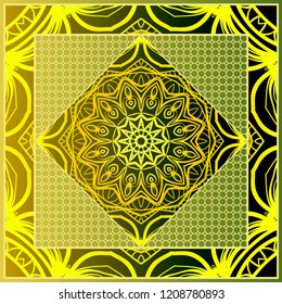 Traditional ornamental floral mandala pattern. For design of carpet, shawl, pillow, cushion. Vector illustration.
