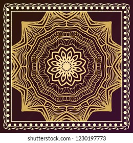 Traditional ornamental floral mandala pattern. For design of carpet, shawl, pillow, cushion. Vector illustration.