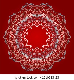Traditional Ornamental Floral Mandala. Vector Illustration. For Modern Interiors Design, Wallpaper, Textile Industry. red silver color.