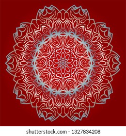 Traditional Ornamental Floral Mandala. Vector Illustration. For Modern Interiors Design, Wallpaper, Textile Industry. red silver color.