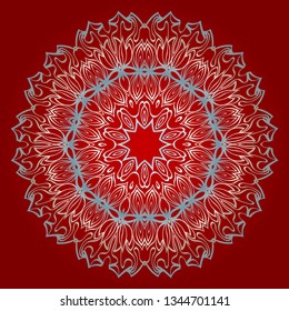 Traditional Ornamental Floral Mandala. Vector Illustration. For Modern Interiors Design, Wallpaper, Textile Industry. red silver color.