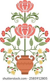 Traditional ornamental floral motif. Traditional Indian Mughal floral Motif vector design.